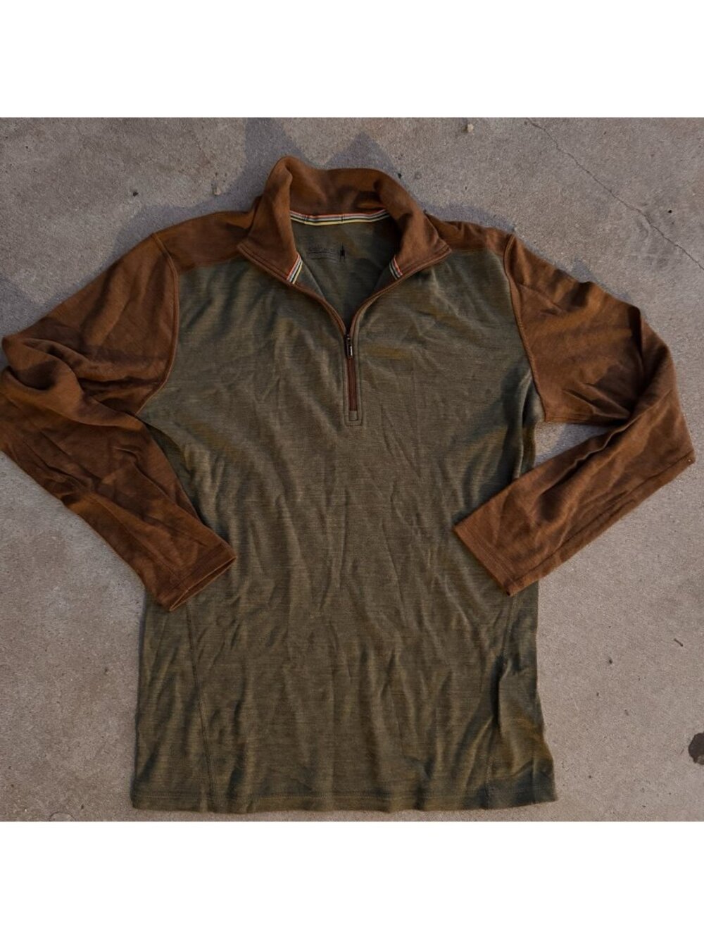 Smartwool Classic Thermal Merino Quarter Zip Base Layer Top Mens Size L  Green